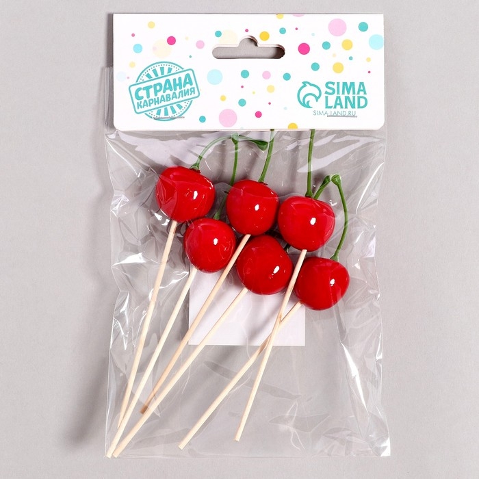Шпажки «Вишня», в наборе 6 штук, цвет красный Шпажки «Вишня», в наборе 6 штук, цвет красный