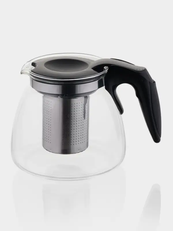 Чайник стеклянный заварочный &laquo;Джулиан&raquo;, 900 мл, с металлическим ситом, цвет чёрный