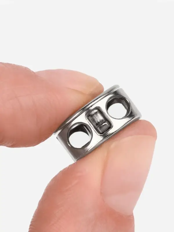 Фиксатор для шнура, двойной, d=5 мм, 15&times;10 мм, 5 шт., цвет серебряный