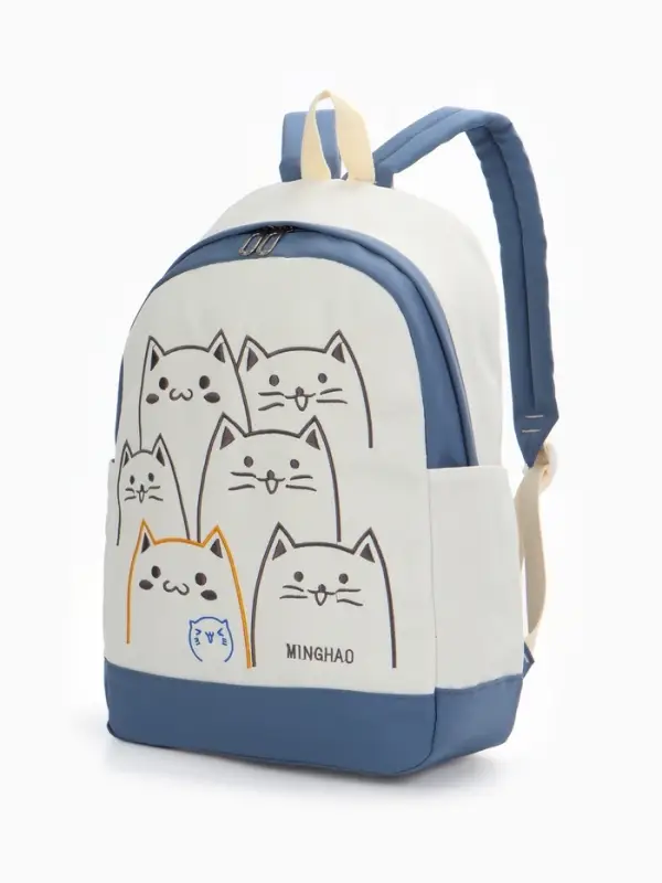 Рюкзак школьный на молнии, с карманами, с рисунком, размер 30&times;14&times;43 см, синий