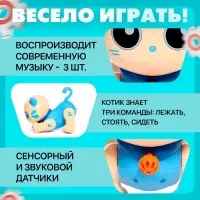 Робот кот &laquo;Пультовод&raquo; ZHORYA, на пульте управления, интерактивный: сенсорный, звук, свет, на батарейках, на русском языке, синий