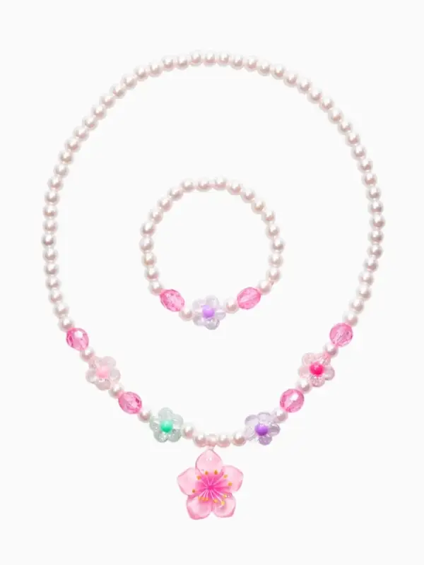 Набор детский &laquo;Выбражулька. Цветок и жемчуг&raquo;, 2 предмета: бусы, браслет, разноцветный