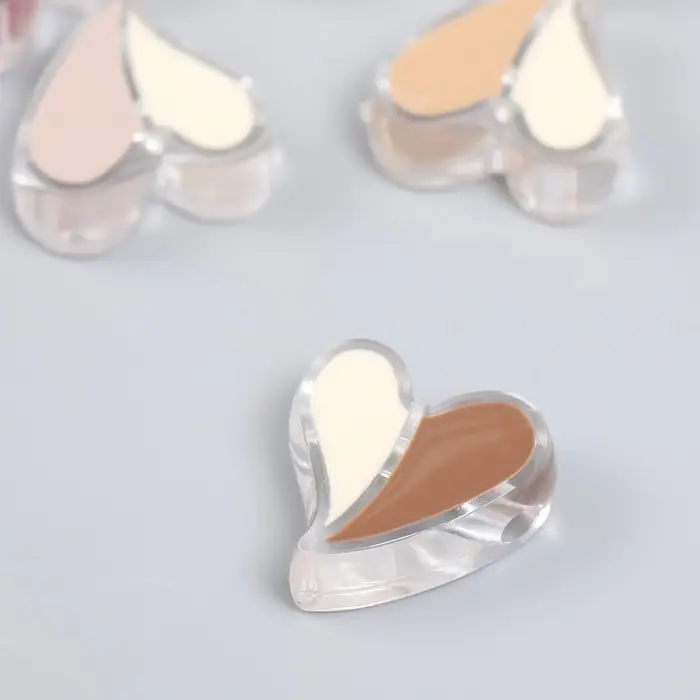 Бусина для рукоделия и плетения «Арт Узор. Кофейный аромат. Сердечко. Половинки», пластик, глянец, 2.3×2.4×0.9 см, МИКС