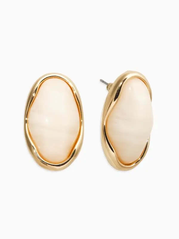 Серьги &laquo;Стиль&raquo;, овал вытянутый, белые в золоте