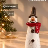 Сувенир керамика &laquo;Снеговик в цилиндре и красном шарфике&raquo; 4.2&times;4.3&times;11.5 см