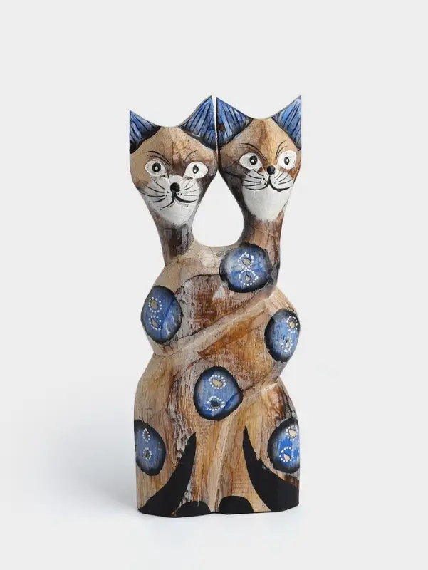 Сувенир интерьерный &laquo;Сиамские кошечки&raquo;, 12&times;3&times;30 см, дерево, цв. синий