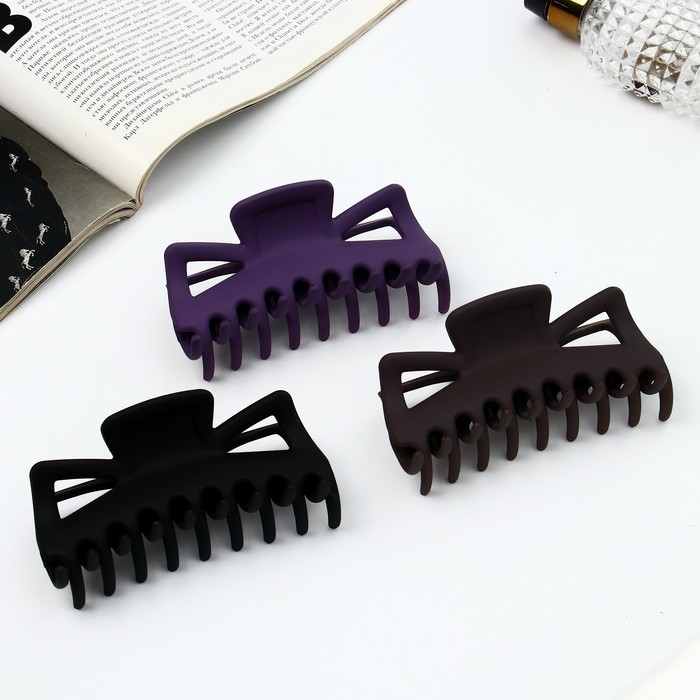 Краб для волос Краб для волос "Классика" геометрия матовый, 11 см, микс