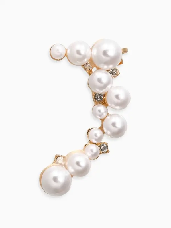 Серьга кафф &laquo;Жемчужное сокровище&raquo;, цвет белый в золоте