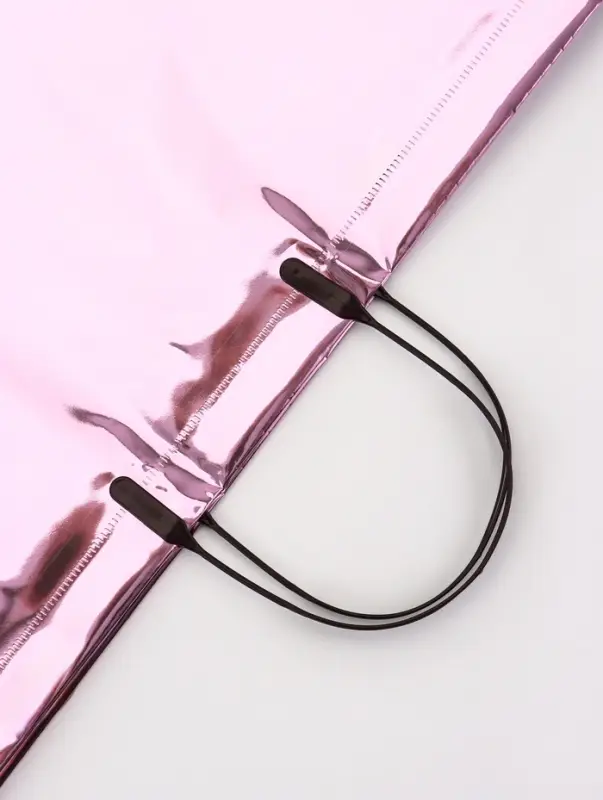 Пакет подарочный ПВХ, голография, розовый, пластиковая ручка, 50&times;42&times;12 см