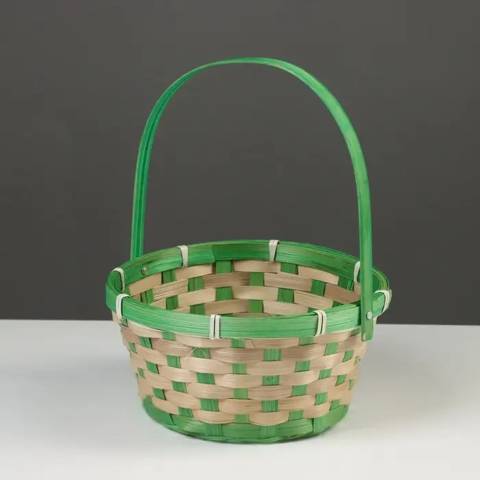 Корзина плетёная, бамбук, 21&times;21&times;10/24 см, зелёная