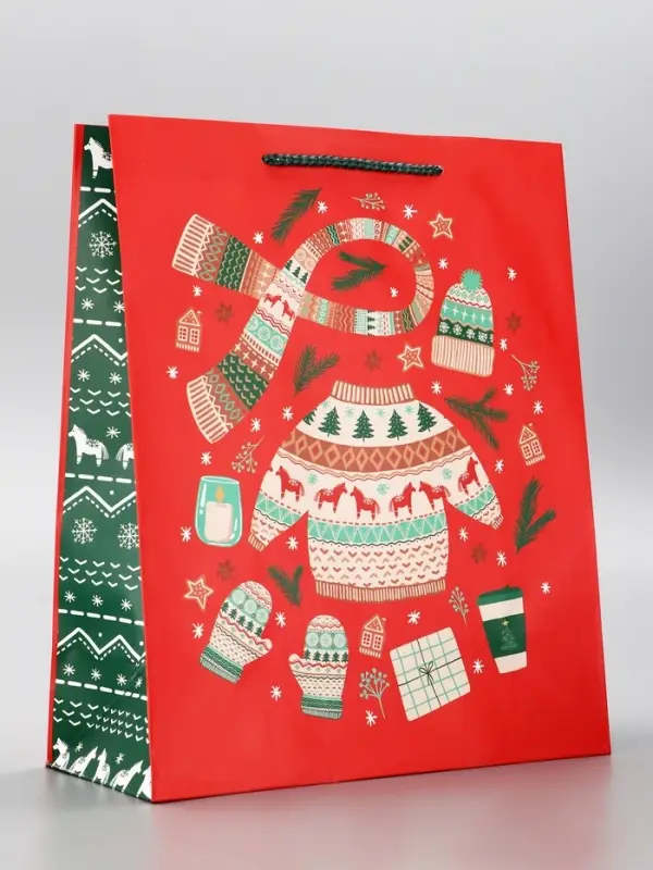 Пакет подарочный новогодний ламинированный, «Новый Год» , 26×12×32 см