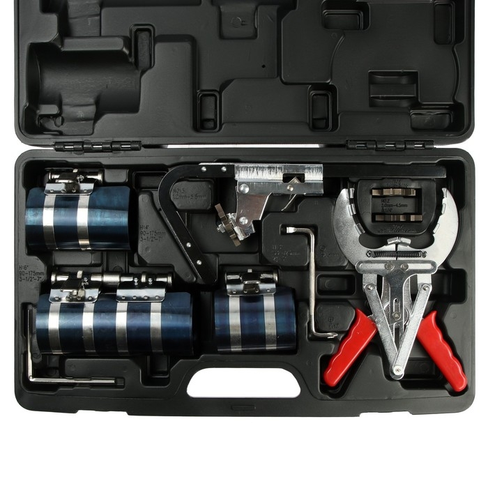 Набор для установки поршней ТУНДРА, оправки 53-175 мм, клещи для установки колец и очистки Набор для установки поршней ТУНДРА, оправки 53-175 мм, клещи для установки колец и очистки