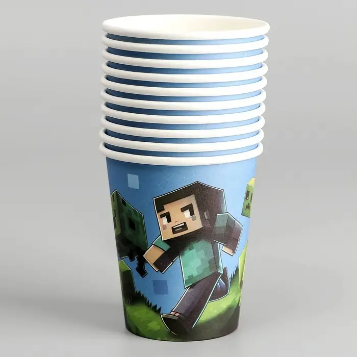 Стакан одноразовый бумажный «Пиксели», 250 мл