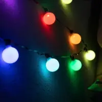 Умная гирлянда &laquo;Нить&raquo; 6 м с насадками &laquo;Шарики&raquo;, IP20, тёмная нить, 20 LED, свечение RGB, USB