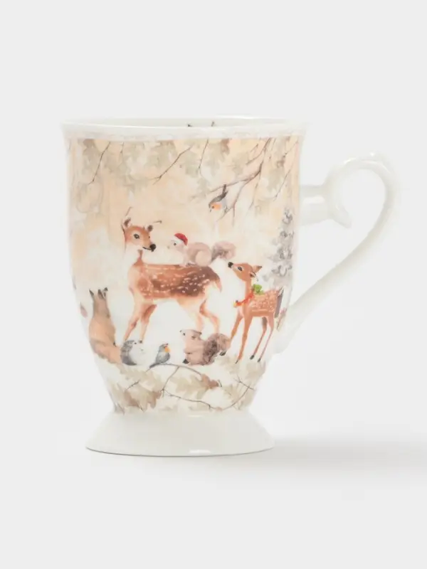 Кружка новогодняя «Лесное чудо», 300 мл, керамика, подарочная упаковка, бежевая