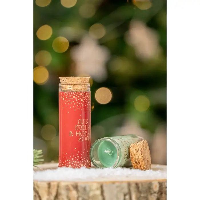 Новогодние свечи в колбе, набор 2 шт., аромат мята и ваниль, 3×3×8 см Новогодние свечи в колбе, набор 2 шт., аромат мята и ваниль, 3×3×8 см