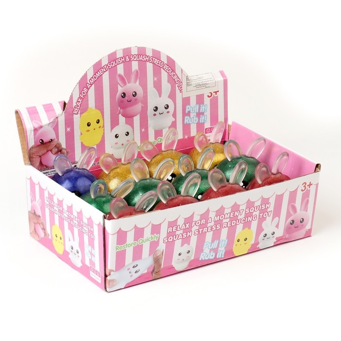 Мялка «Зайка» с блёстками, цвета МИКС Мялка «Зайка» с блёстками, цвета МИКС