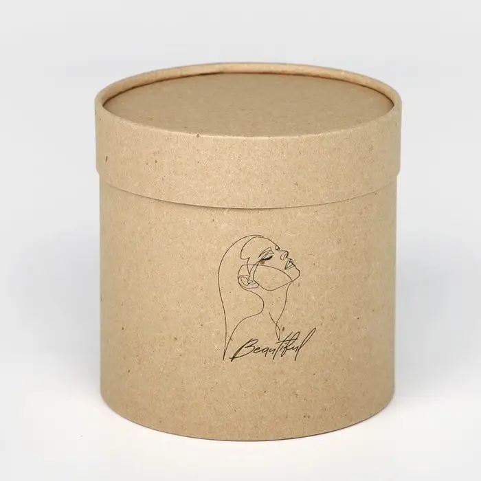 Коробка подарочная шляпная из крафта, упаковка, «Beautiful», 15 х 15 х 15 см