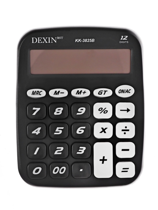 Калькулятор настольный 12-разрядный КК-3825В, черный Калькулятор настольный 12-разрядный КК-3825В, черный