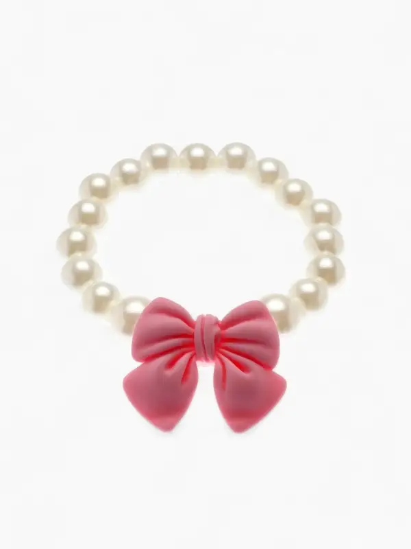 Набор детских украшений Выбражулька &laquo;Бант&raquo;, 4 предмета: кулон, браслет d=6 см кольцо, клипсы, бело-розовый