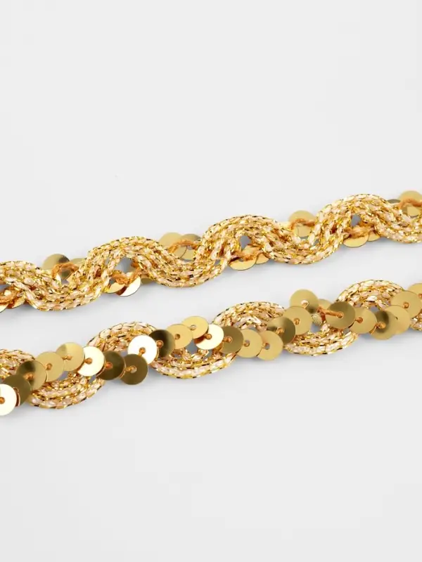 Тесьма декоративная с пайетками, 15 мм, 9.1&plusmn;0.5 м, цвет золотой