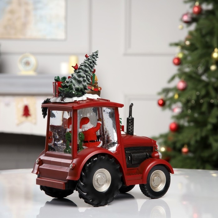 Фигура светодиодная «Праздничный трактор», 25х13х21 см, музыка, батарейки ААх3 (не в комплекте), USB, свечение тёплое белое Фигура светодиодная «Праздничный трактор», 25х13х21 см, музыка, батарейки ААх3 (не в комплекте), USB, свечение тёплое белое