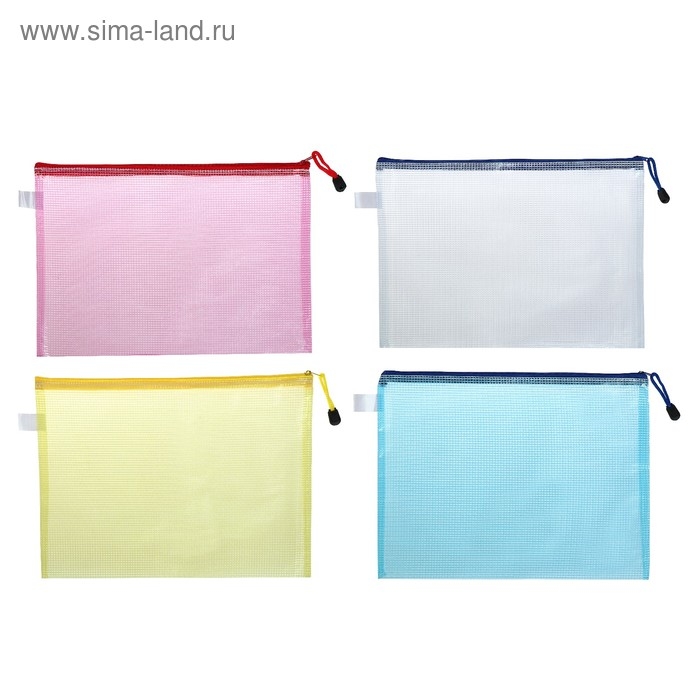 Папка-конверт на молнии А4, Calligrata Папка-конверт на молнии А4, Calligrata "Клеточка", МИКС