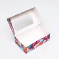 Коробка складная с окном под зефир «Шары», 25×15×7 см