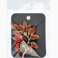 Брошь "Веточка Калины", цвет красно-коричневый в золоте Брошь "Веточка Калины", цвет красно-коричневый в золоте