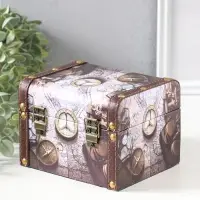 Шкатулка дерево "Карта и компас" набор 3 шт 8,5х12х8,5 12,5х15х11,5 18х15,5х13 см