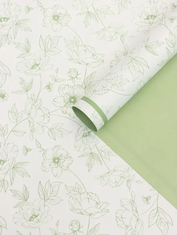 Пленка флористическая для цветов, &laquo;Букет цветов&raquo;, зелёная, 57&times;57 см