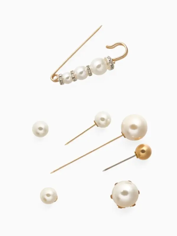 Набор булавок (6 шт.) &laquo;Жемчуг&raquo;, 6.5 см, белый в золоте