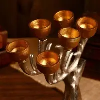 Подсвечник "Олень" алюминий 22х8х43,5 см, (никелевое и золотое покрытие)
