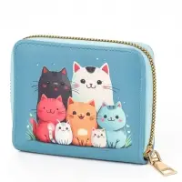 Кошелек дет 07-01-07 Коты, 10,8*2,5*8,5 см, на молнии, голубой