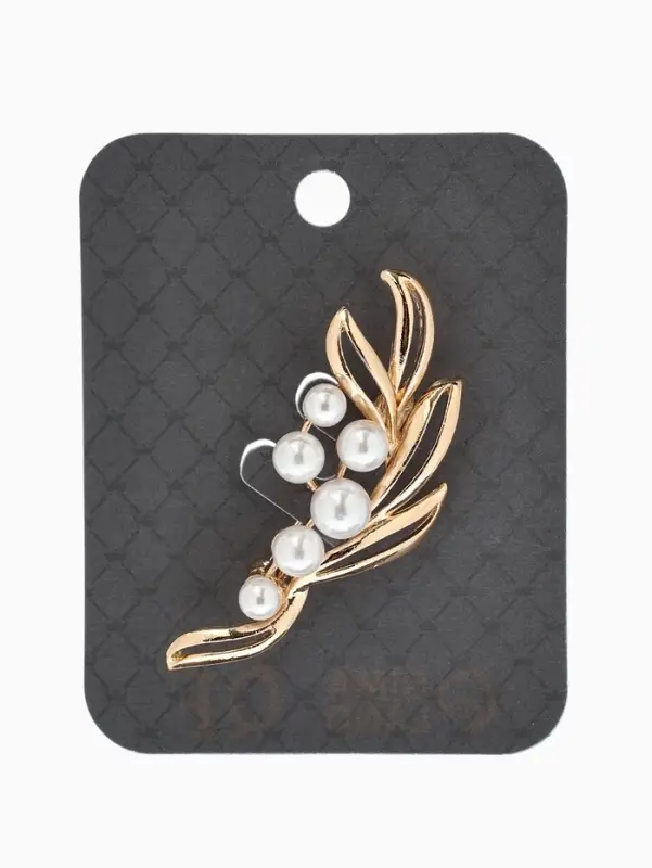 Брошь &laquo;Ветвь&raquo;, жемчуг, цвет белый в золоте