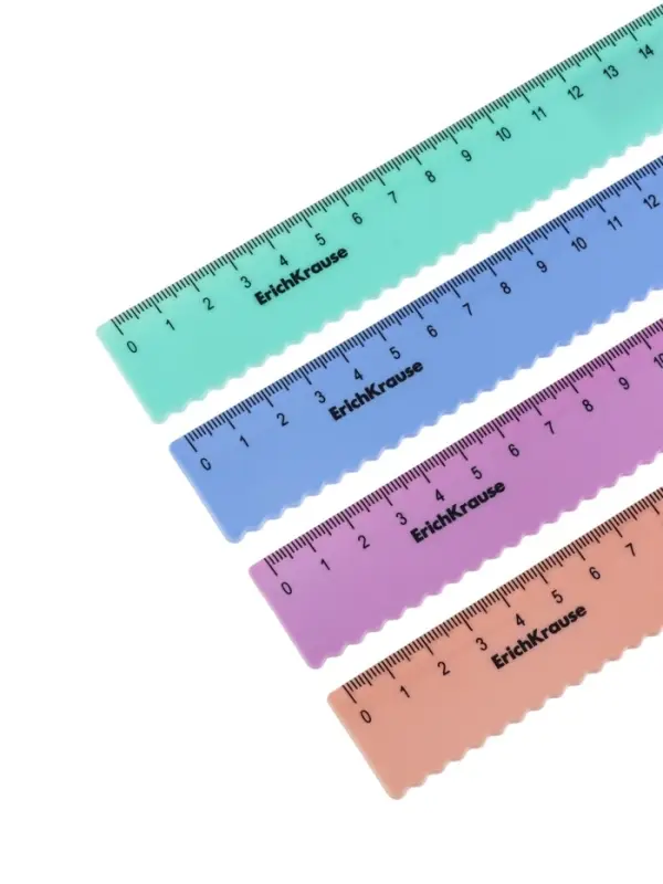 Линейка 15 см ErichKrause Pastel Bloom, волнистый край, МИКС