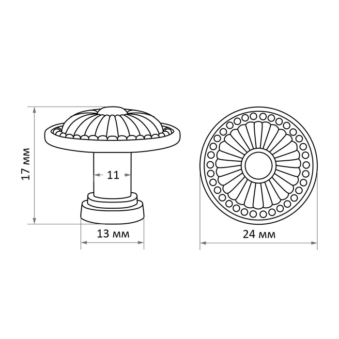 Ручка кнопка ТУНДРА VINTAGE 002, цвет бронза, 8 шт