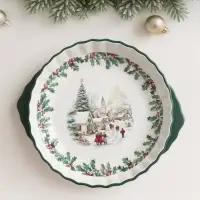 Блюдо для запекания новогоднее Доляна &laquo;Праздник к нам приходит&raquo;, 28.8&times;25&times;4.3 см, доломит, белое, зелёное
