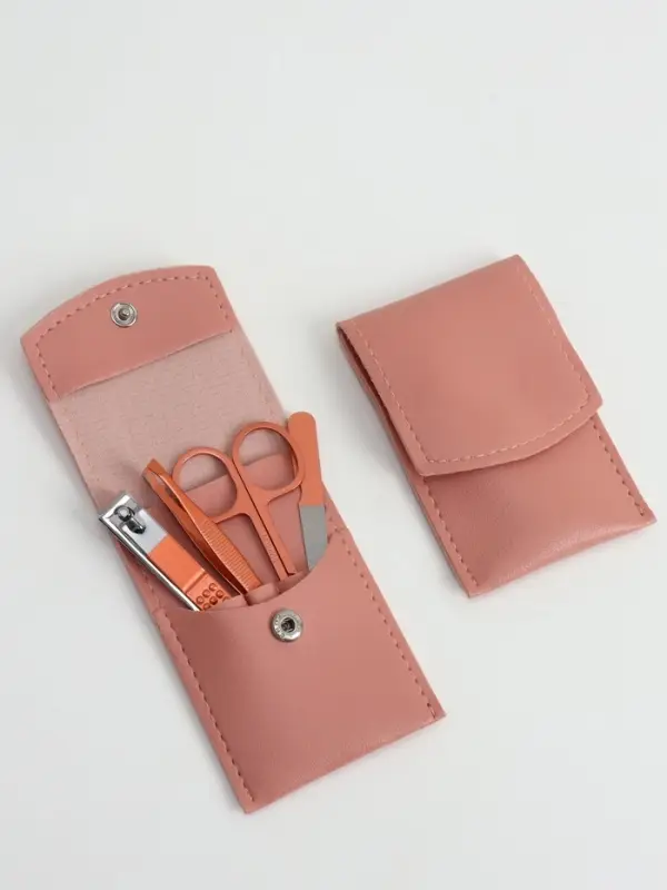 Набор маникюрный, 4 предмета, в футляре, розовый