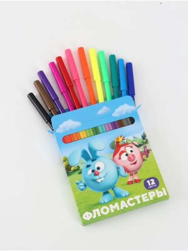 Фломастеры 12 цветов, вентилируемый колпачок &laquo;Смешарики&raquo;