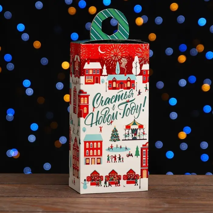 Коробка новогодняя подарочная складная «Лунапарк» 10×6×21 см