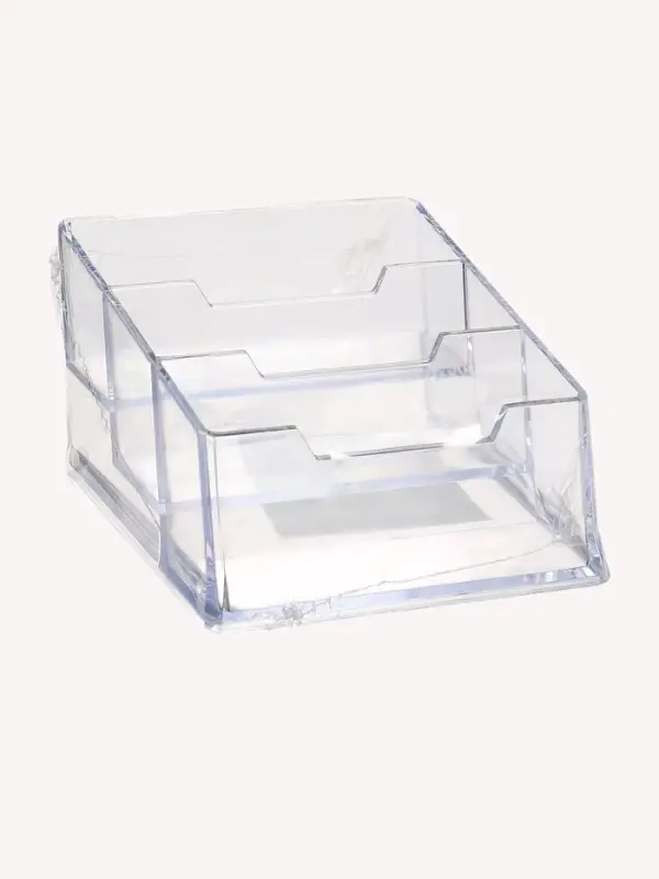 Подставка для визиток, прозрачная, 3 отделения