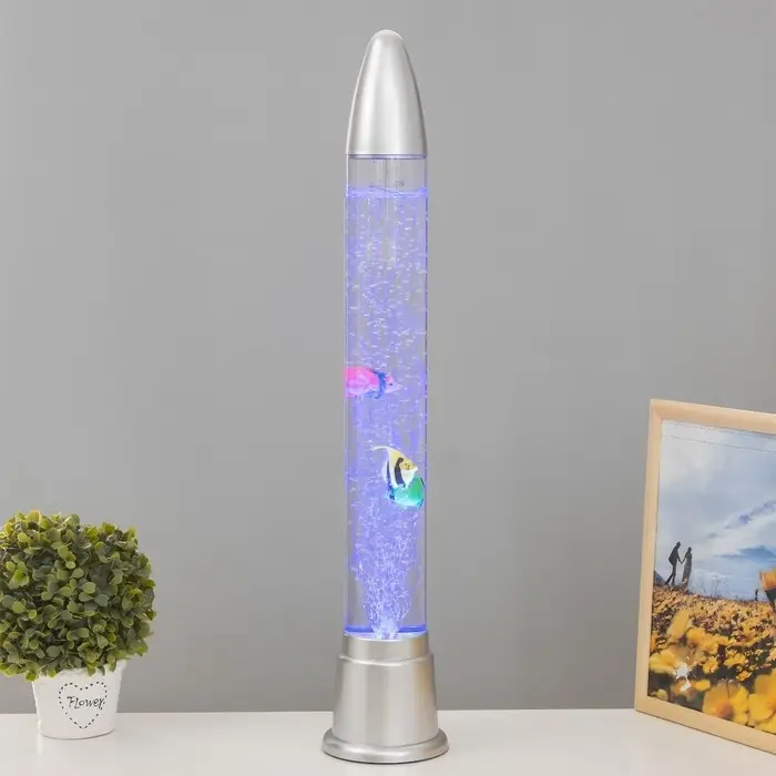 Лава - лампа RISALUX «Ракета-аквариум», подсветка, RGB, от сети 220 В, серебристая, 10×10×70 см Лава - лампа RISALUX «Ракета-аквариум», подсветка, RGB, от сети 220 В, серебристая, 10×10×70 см