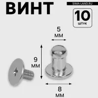 Кобурный винт d=5/8&times;9 мм, 10 шт., цвет серебряный
