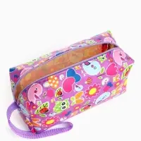 Косметичка-футляр маленькая, для косметики, лекарств, прокладок, с принтом, фиолетовая