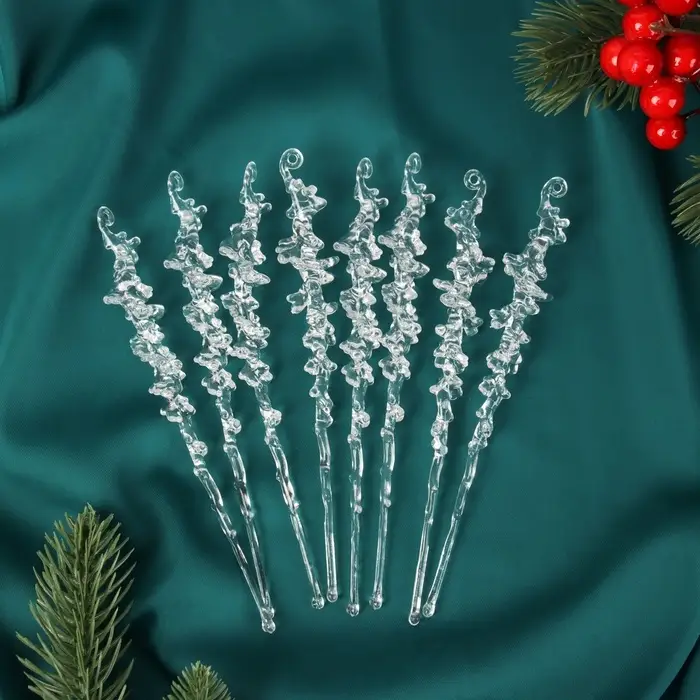 Набор ёлочных игрушек 8 шт. «Зимнее волшебство. Созвездие» пластик, сосулька, 15х1,5 см, прозрачный