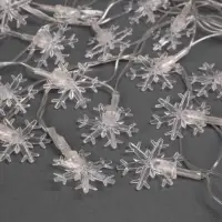Гирлянда &laquo;Нить&raquo; 5 м с насадками &laquo;Снежинки большие&raquo;, IP20, прозрачная нить, 20 LED, свечение мульти (RG/RB), мигание, 220 В