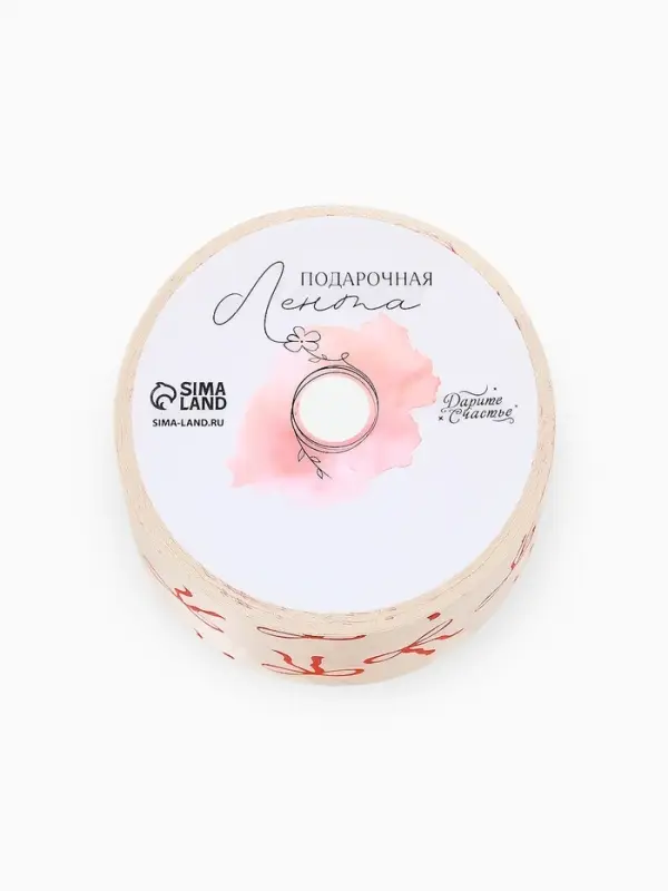 Лента атласная &laquo;Бантики&raquo;, розовая, 4 см &times; 5 м