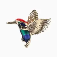 Брошь &laquo;Птица&raquo; колибри, цветная в золоте
