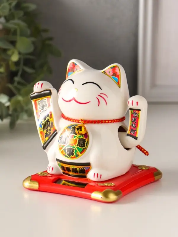 Маятник керамика от солнечной батареи "Манэки-нэко счастливый барабан" 10х11х10,8 см